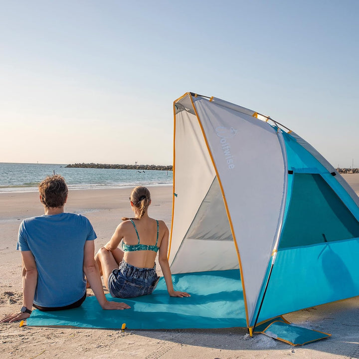 Wolfwise Strandmuschel mit UV-Schutz 50+, 4-5 Personen Strandzelt, Sonnenschutz Windschutz mit erwei