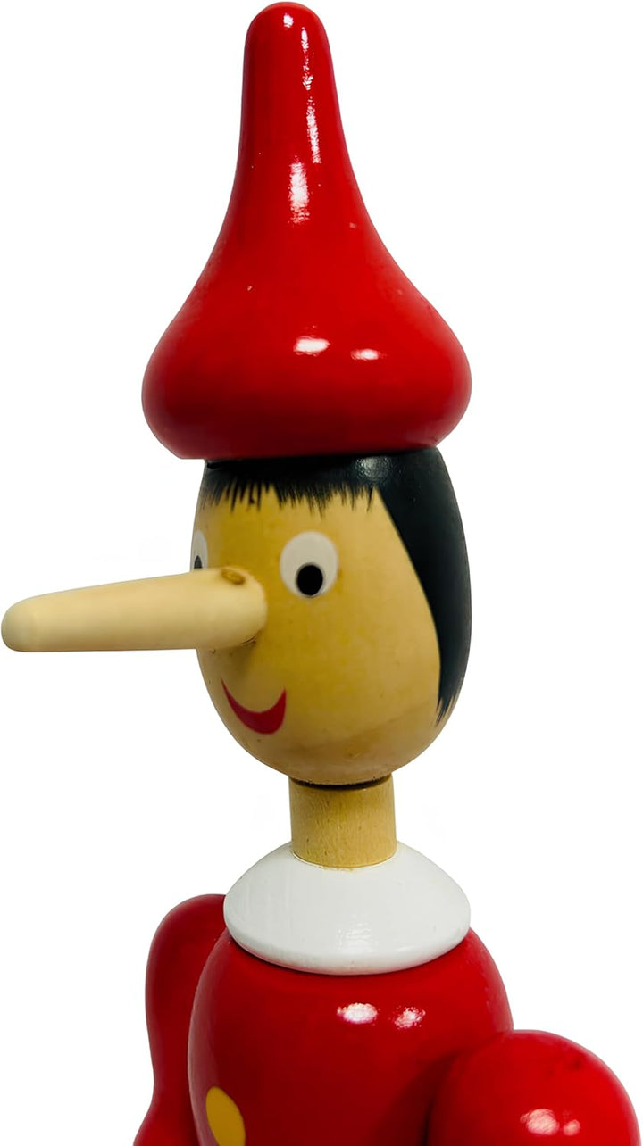 Pinocchiio aus Massivholz, 30 cm, beweglich, Handpuppe aus Holz, bemalt, Höhe 30 cm, mit Beinen, Arm