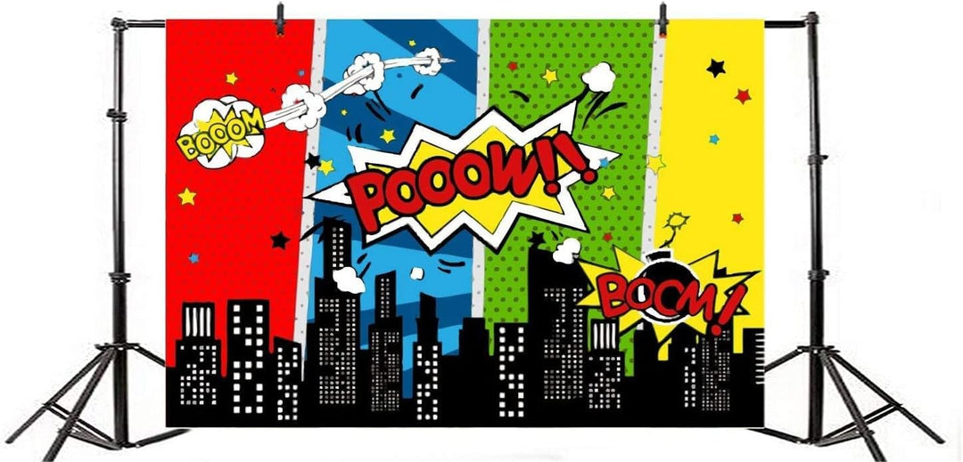 Renaiss 1.8x1.2m Comic City Super Hero Hintergrund Cartoon Humor Abstrakte Superhelden Fotografie Hi