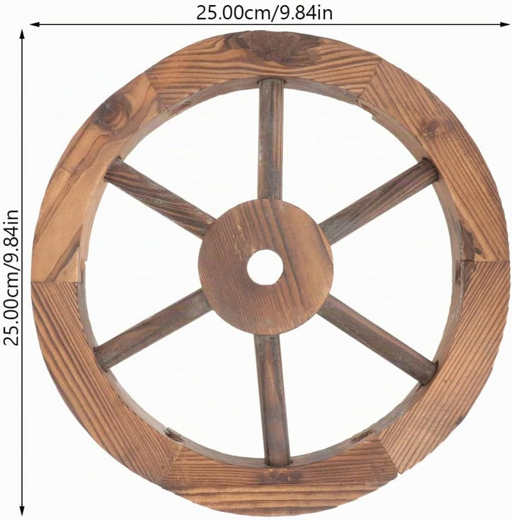 Happyyami Holz Wagenradwandkunst Alte Western Wagenrad Vintage Rustikaler Runder Holzwagen Wagen Wal