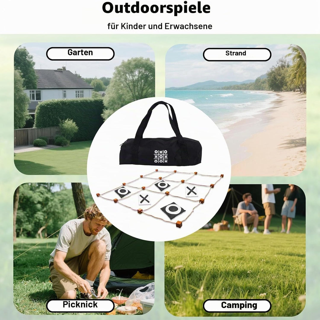 Riesiges Tic-Tac-Toe-Spiel für Draussen, 90x90cm Gross Sitzsack-Wurfspiel für Kinder Erwachsene Fami