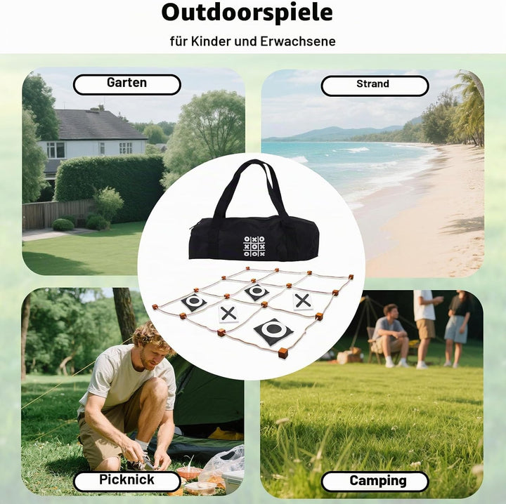 Riesiges Tic-Tac-Toe-Spiel für Draussen, 90x90cm Gross Sitzsack-Wurfspiel für Kinder Erwachsene Fami