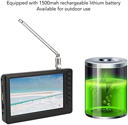 Pyhodi Tragbarer 5-Zoll-Fernseher, 1080P-LCD-, Eingebauter Digitaler Tuner, Wiederaufladbarer, Batte