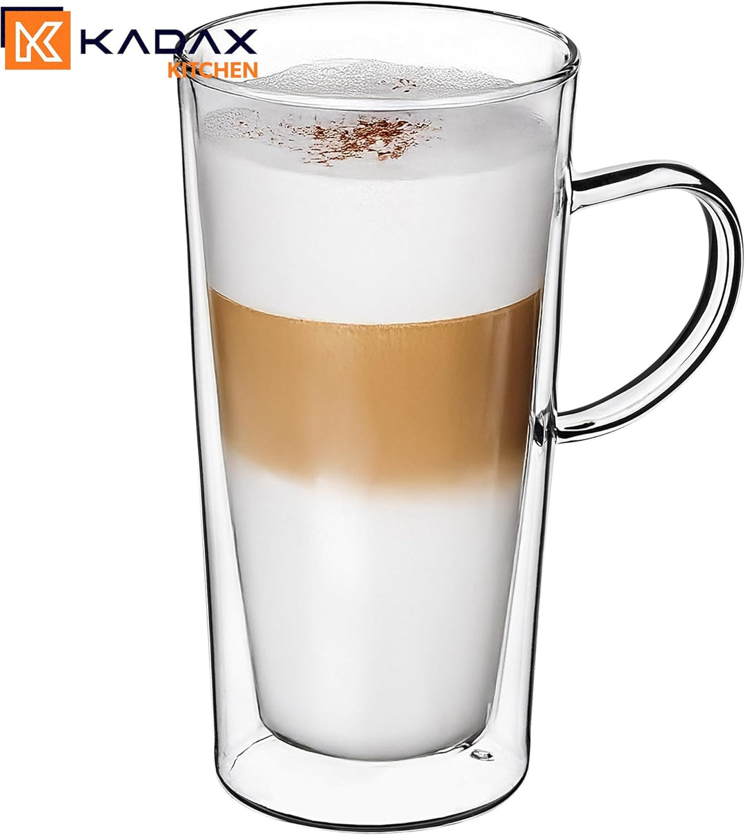 KADAX doppelwandige Gläser, Set, 380ml, Thermogläser aus Borosilikatglas, Trinkgläser für Tee, Kaffe