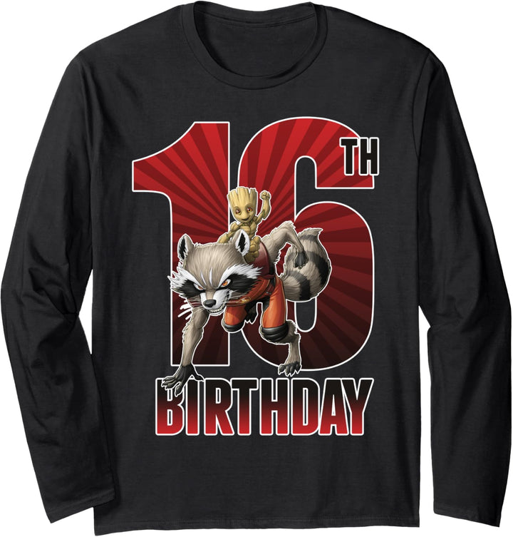 Marvel Guardians Of The Galaxy Rocket & Groot 16th Birthday Langarmshirt