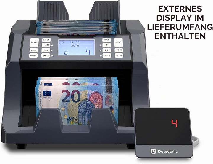 Detectalia V75 Banknotenzähler und Geldscheinprüfer für jede Währung, 27 x 21 x 24 cm Ungemischte Ba