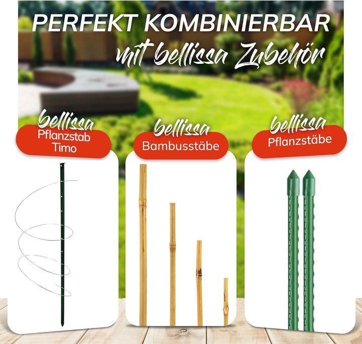 bellissa - Rankhilfe Kunststoff grün 10er Set 60cm Ø 8mm Rankstäbe - Hochwertige Pflanzenstütze mit