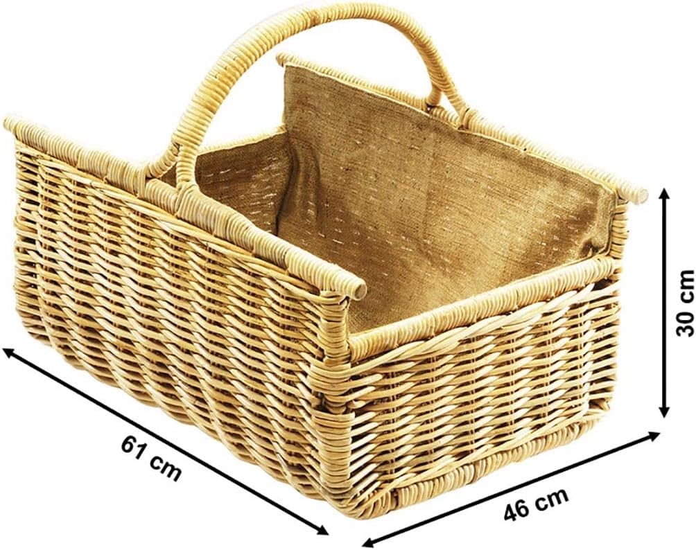 Kobolo Holzkorb für Kaminholz Rattankorb Holzkorb Bügel Rattan Leinen Holztrage