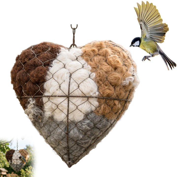 Herzförmiges Vogelnest, Naturfasermaterial, Vogelnestfüllung, handgefertigte Windschutz im Freien, 1