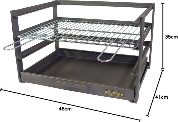 IMEX EL ZORRO Grillschublade mit verzinktem Grillrost, Schwarz, 46 x 41 x 35 cm, 71471.0