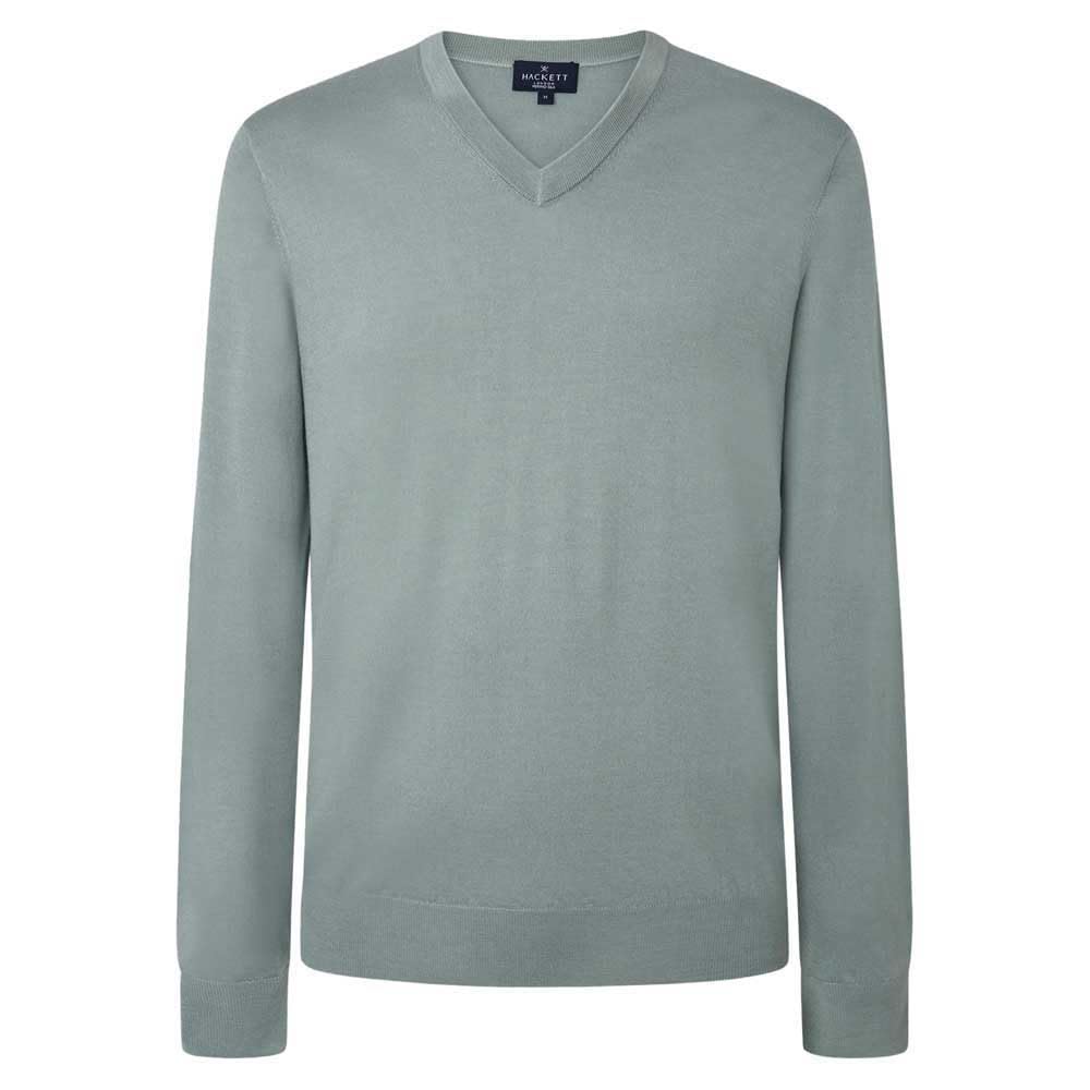 Hackett London Herren GMD Merino Silk V NCK Pullover M Blue (Aqua Sky), M Blue (Aqua Sky)