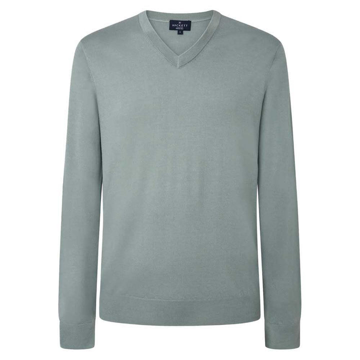 Hackett London Herren GMD Merino Silk V NCK Pullover M Blue (Aqua Sky), M Blue (Aqua Sky)