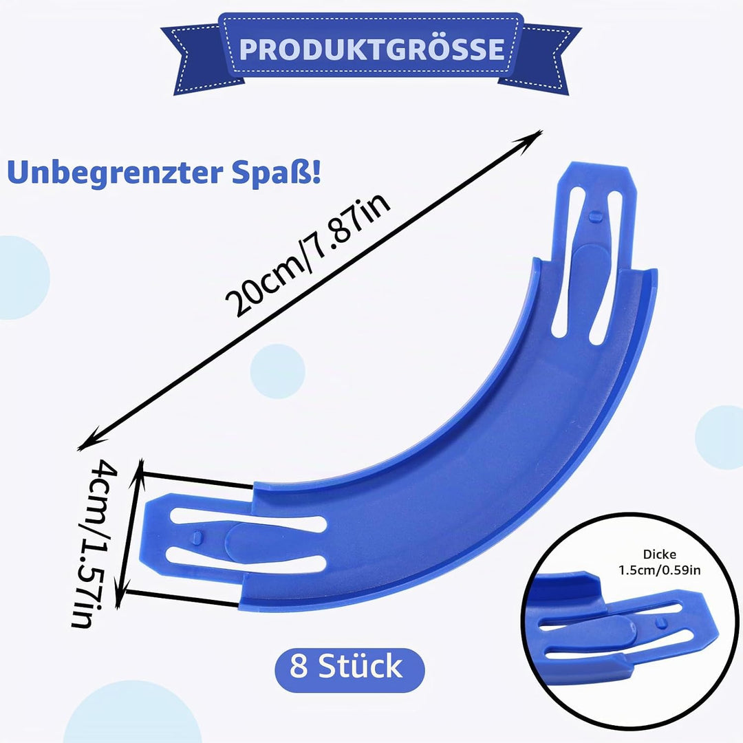 8 Stück Gebogene Schienenstücke Kompatibel mit Hot Wheels Spielzeugautos, ABS Rennstreckenverbinder