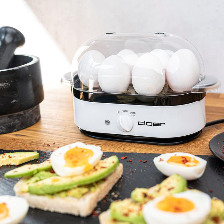 Cloer 6081 Eierkocher mit akustischer Fertigmeldung, Kunststoff, weiss
