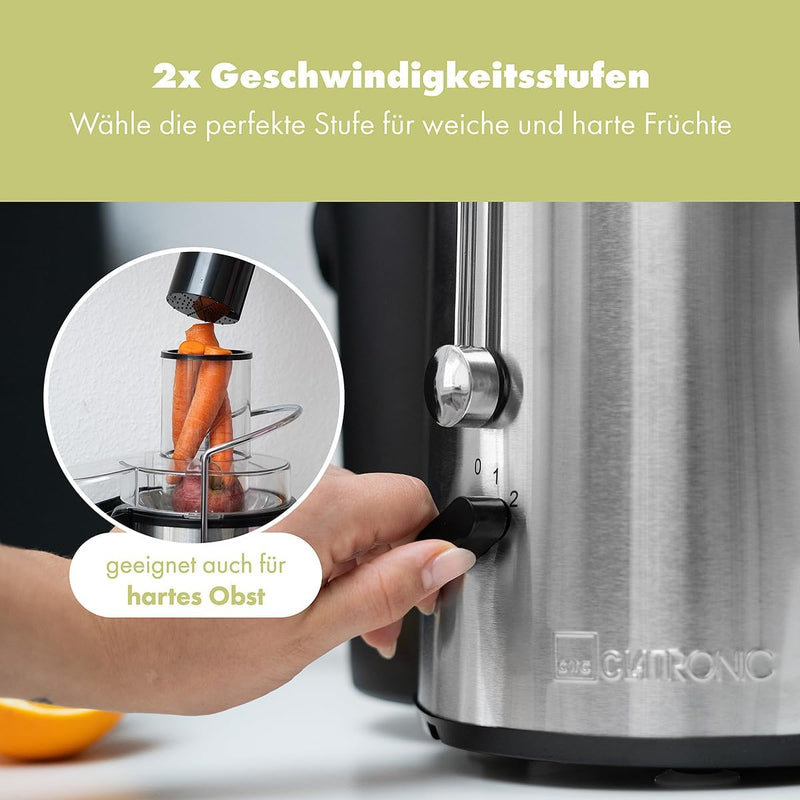 Clatronic AE 3532 Automatikentsafter, 1000 W, grosse Einfüllöffnung Edelstahl