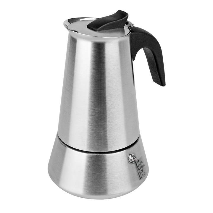 Espressokocher aus Edelstahl, Induktion, 9 Tassen, 450 ml, für alle Herdarten geeignet, Glaskeramik-