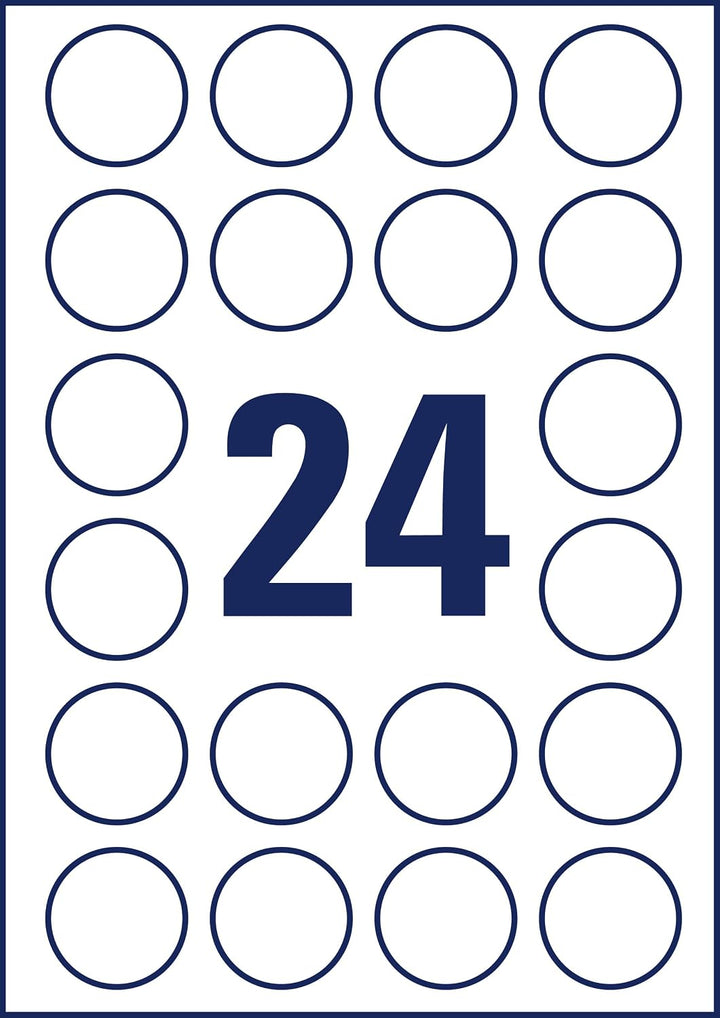 AVERY Zweckform L6112-20 Sicherheitsetiketten (480 Folienaufkleber, Ø40mm auf A4, stark selbstkleben