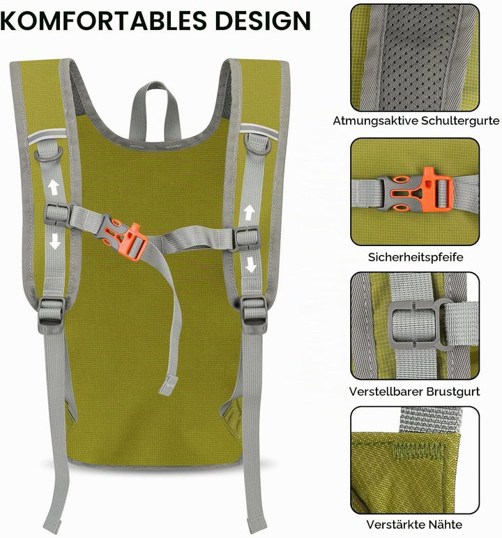 Faltbarer Wanderrucksack, Kleiner Tagesrucksack Ultraleicht für Herren &amp; Damen, Foldable Backpack, I
