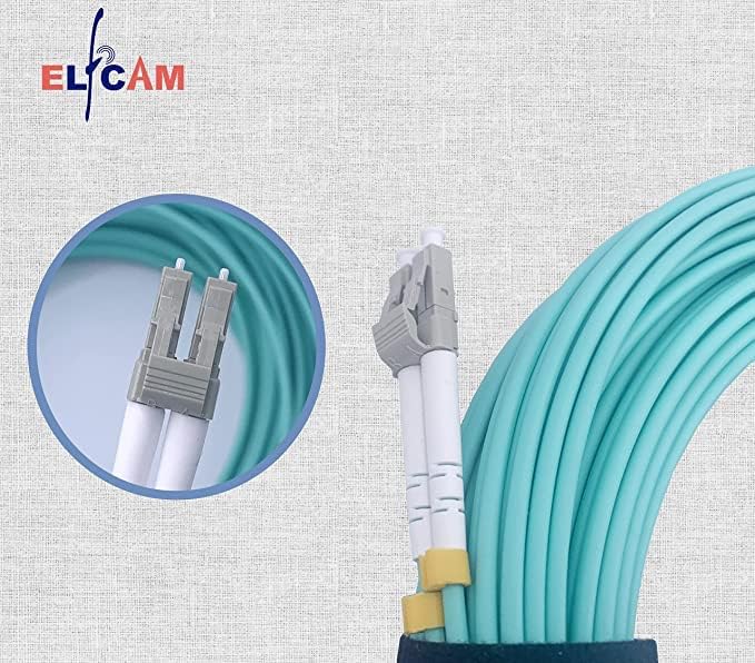 Elfcam® - 20m Glasfaserkabel LC/UPC auf LC/UPC 50/125um OM3 Multimode Duplex LSZH, Blau.20M 20M 1, 2