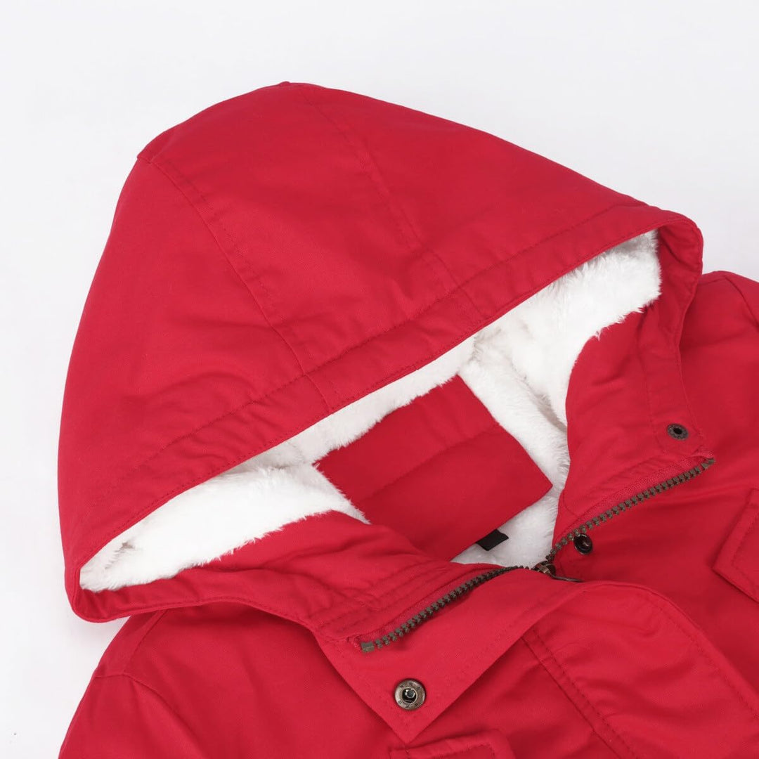 YYNUDA Wintermantel Damen Warm Gefüttert Winter Parka Mittellang Winterjacke Winterparka mit Fellkap