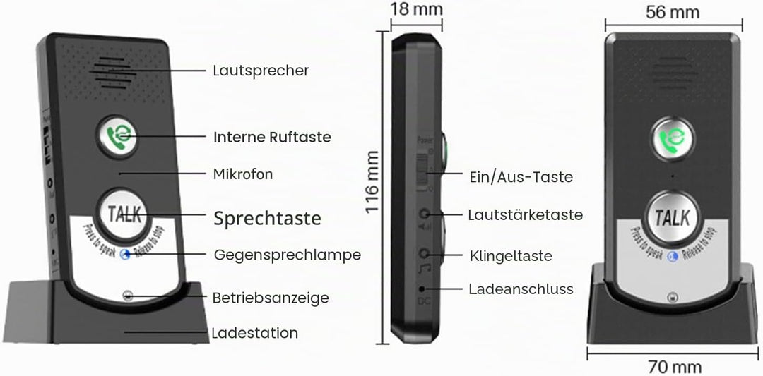 banapoy Gegensprechanlagen kabellos für Zuhause, 2-Wege Raum zu Raum Intercom, 20–50 m Reichweite, f