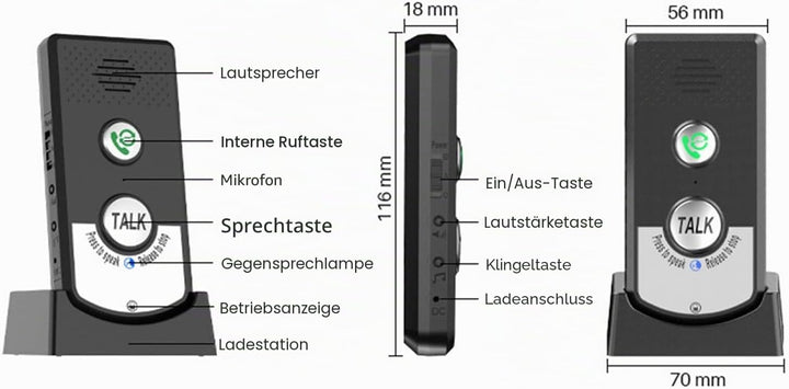 banapoy Gegensprechanlagen kabellos für Zuhause, 2-Wege Raum zu Raum Intercom, 20–50 m Reichweite, f