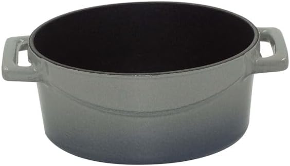 Pentole Agnelli Slowcook Ovale Auflaufform aus Gusseisen mit 2 Griffen, grau, 12 cm 12 x 9 Cm Grau,