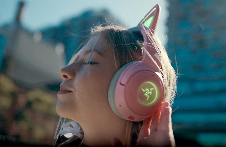 Razer Kraken V2 Kitty USB-kabelgebundenes RGB-Headset: Chroma Ears – Stream reaktive Beleuchtung – H