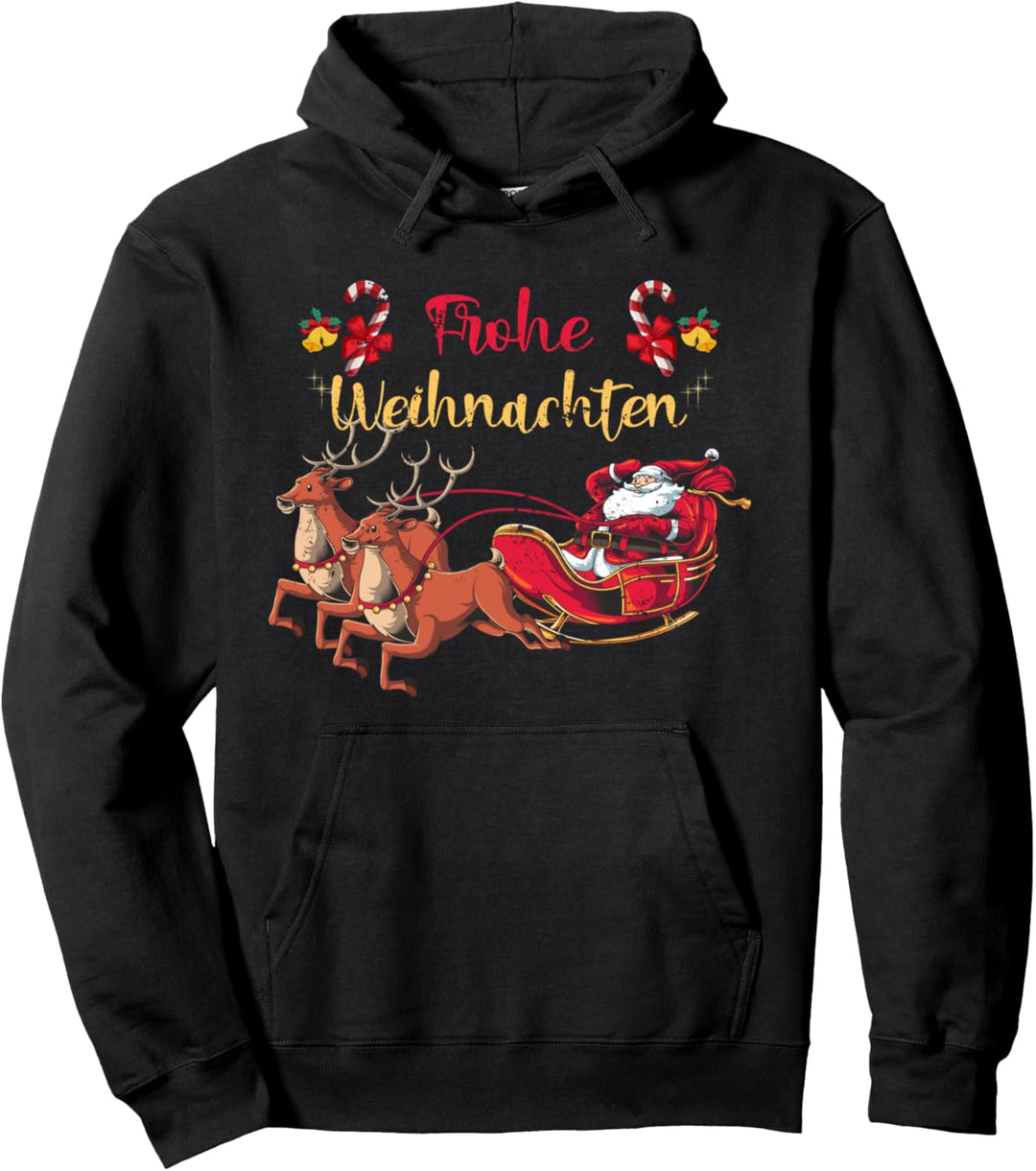 Frohe Weihnachten Geschenk Weihnachtmann Kostüm Rentier Pullover Hoodie
