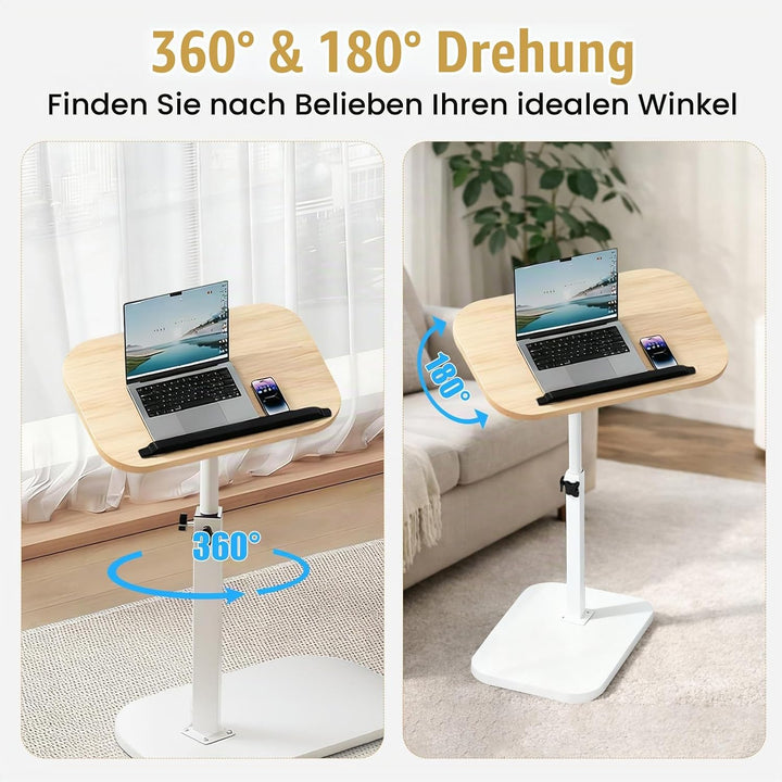 Drehbarer Beistelltisch, 360° Drehbarer Höhenverstellbarer Beistelltisch, Couchtisch für schmale Räu