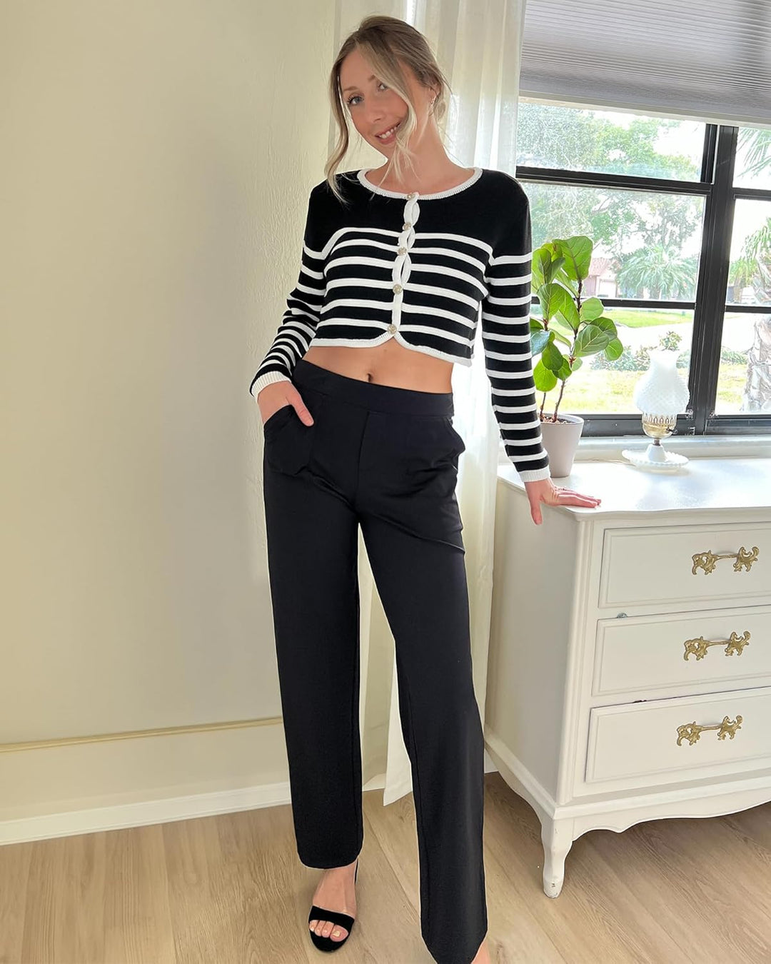 G4Free ShiftReady Yogahose Damen Gerade Bein Elegant Stretch Bequeme Anzughose mit Taschen High Wais