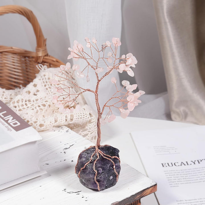 Nupuyai Kristall Edelstein Baum des Lebens Geldbaum Feng Shui Deko Glückbaum Wire Wrap Trommelsteine