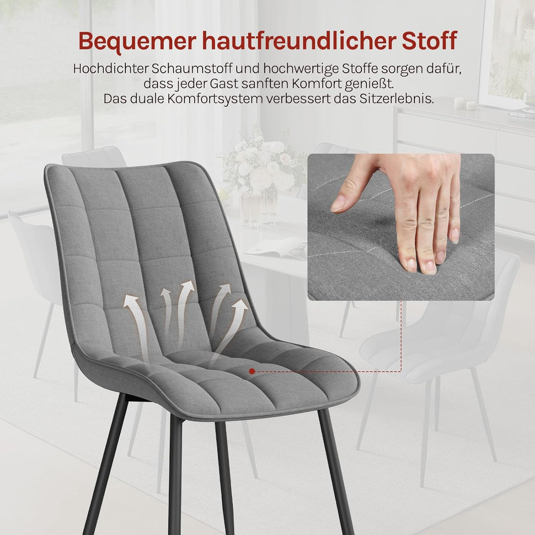WOLTU Esszimmerstühle 2er Set, für Wohnzimmer Küche Esszimmer, Küchenstühle gepolstert mit Rückenleh