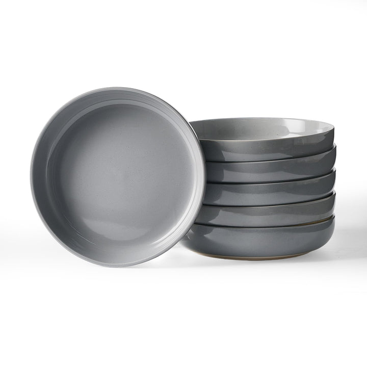 Richmount Milkyway Schalen Set 6, 20cm grosse tiefe Pastateller, Dunkelgrau | Pastaschale für 6 Pers