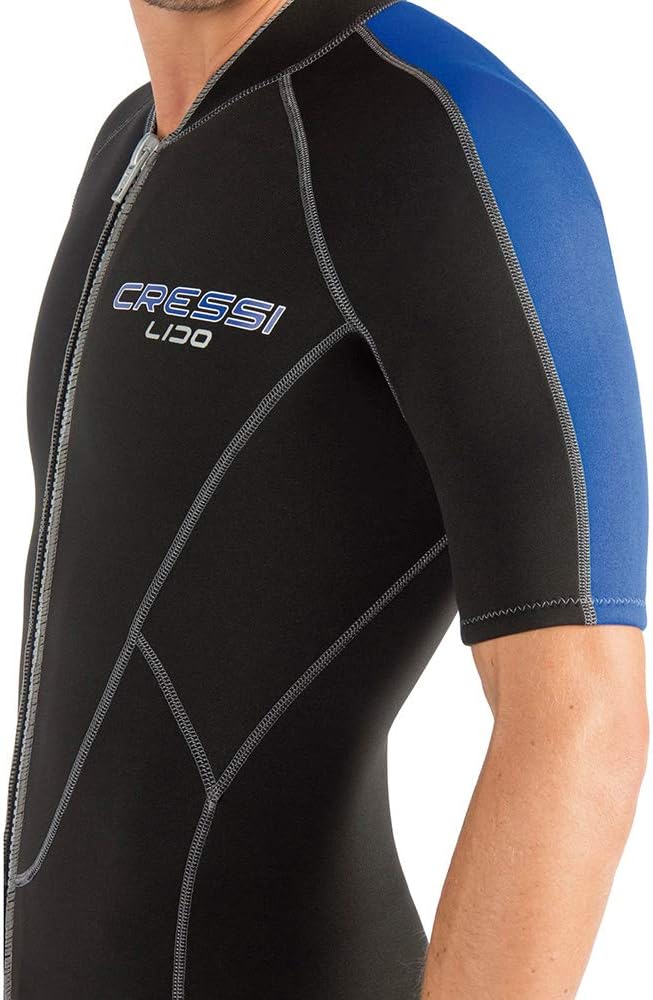 Cressi Lido Man - Shorty Neopren High Stretch 2 mm Neoprenanzug für Herren Schwarz -Blau L, Schwarz