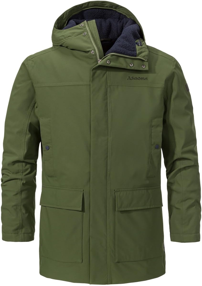 Schöffel Herren Ins. Parka Rotterdam M, wind- und wasserdichter Herren Parka mit Teddyfutter, Winter