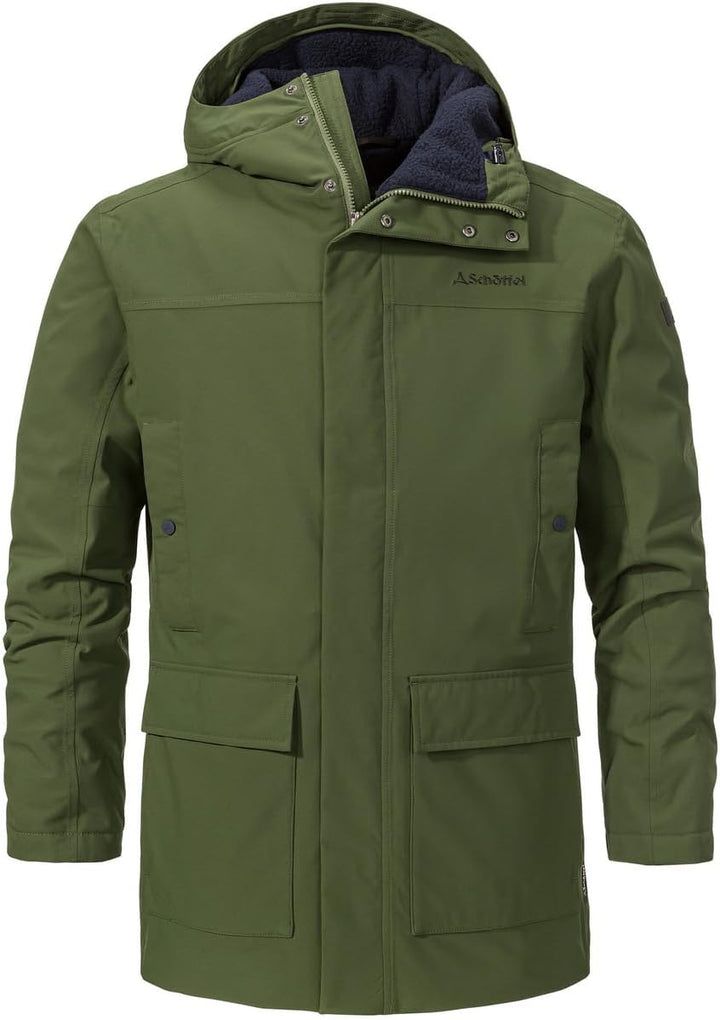 Schöffel Herren Ins. Parka Rotterdam M, wind- und wasserdichter Herren Parka mit Teddyfutter, Winter