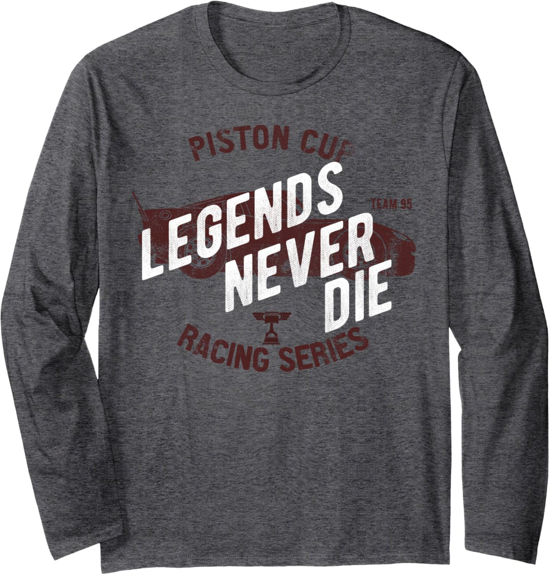 Disney Pixar Cars 2 Lightning McQueen Legends Never Die Text Langarmshirt