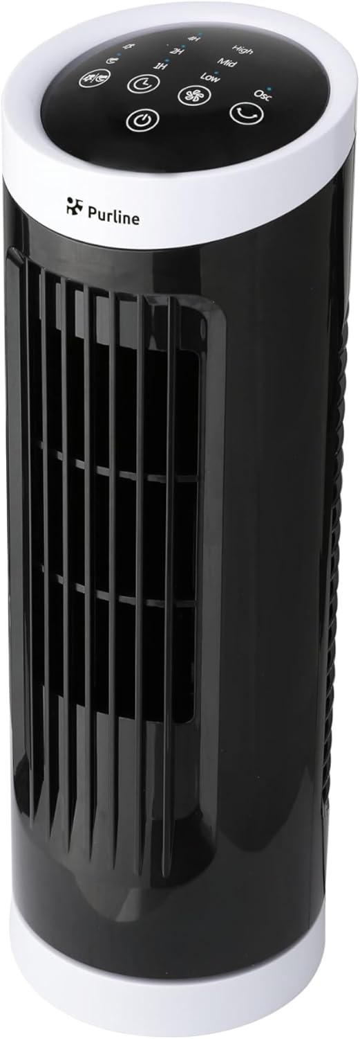 PUR LINE | Kompakter 20-W-Desktop-Turmventilator mit Touchpanel – 3 Geschwindigkeiten, automatische