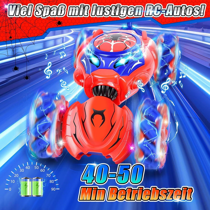 Aragallant Ferngesteuertes Auto, 4WD RC Stunt Twist Car, RC Car Auto mit Licht und Sprühen, Drift Ca