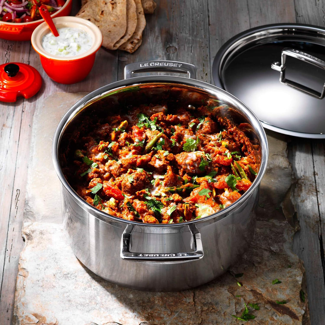 Le Creuset Fleischtopf aus 3-ply Edelstahl, Ø 18 cm, Für alle Herdarten inkl. Induktion geeignet, Si