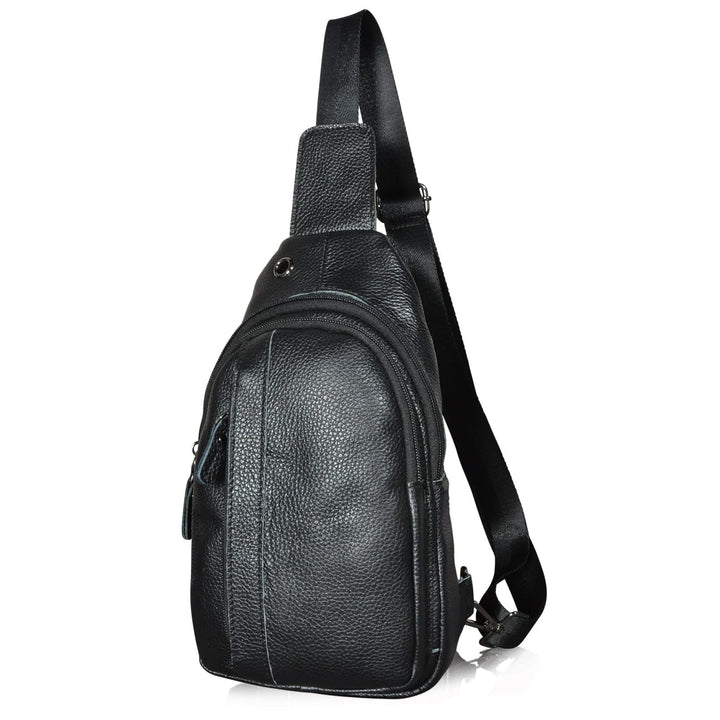 Le’aokuu Herren Echtes Leder Hüfttasche Brusttasche Bauchtsche Crossbody Bag Sling Bag Schultertsche