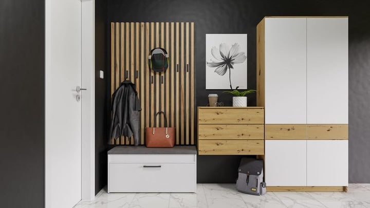 VBChome Schuhschrank mit Sitzfläche und Stauraum 100 x 35 x 49 cm Weiss Griffe Schuh-Organizer Holzä