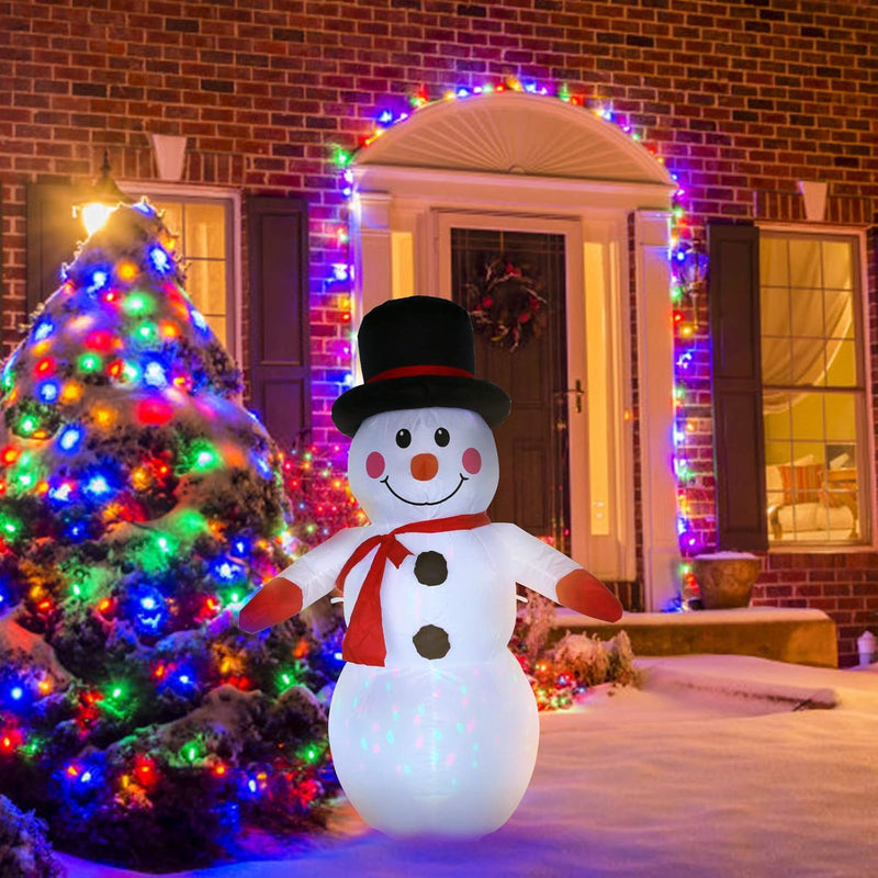 Schneemann aufblasbar mit Beleuchtung 120cm Weihnachtsfiguren aussen innen Weihnachtsdeko Weiss Schn