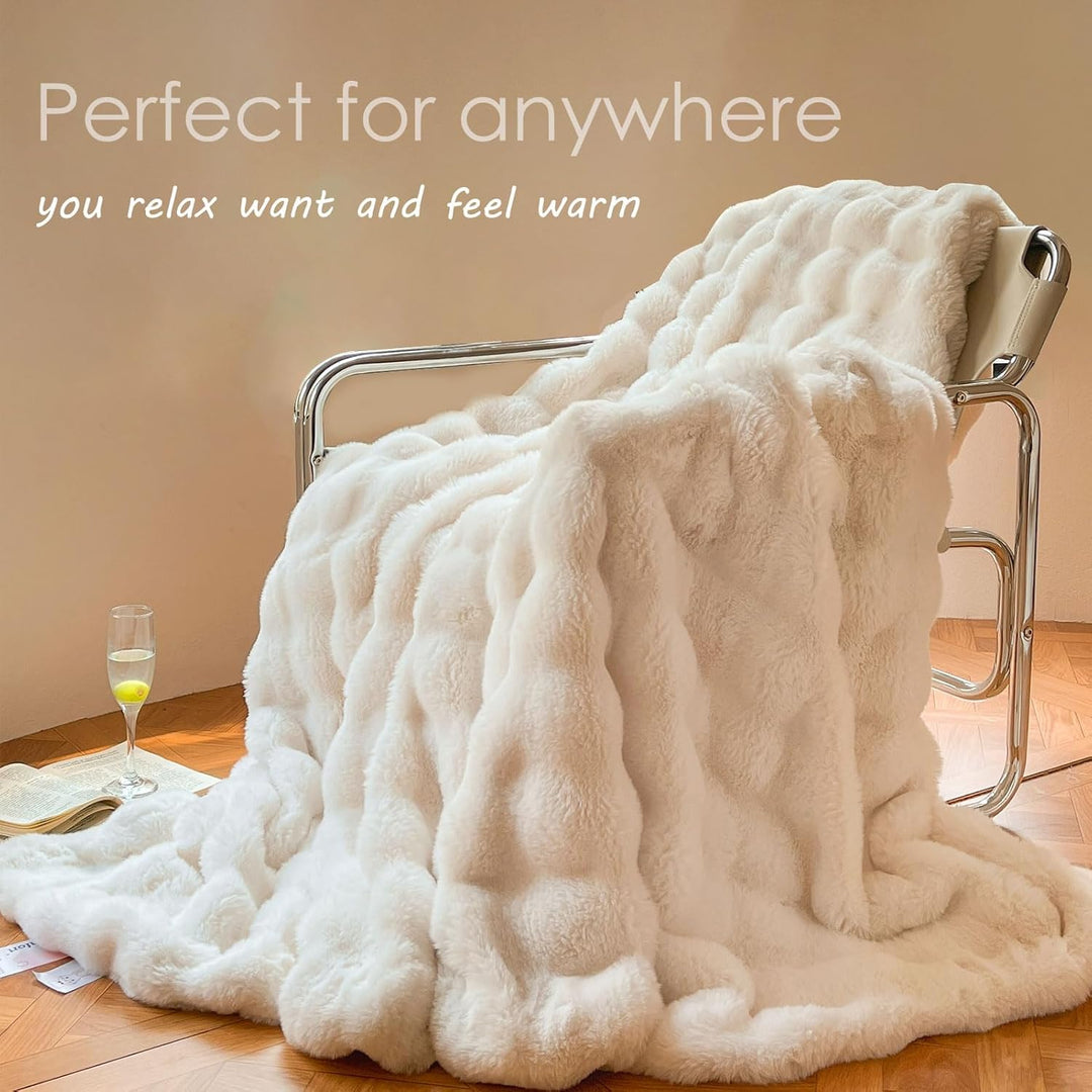Kuscheldecke Kaninchen Plüsch Decke Kunstfell Warme Überwurfdecke Sofadecke Vielseitig Blanket für C