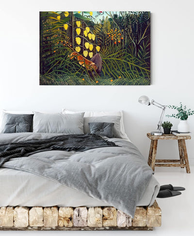 Generisch Henri Rousseau - Kampf zwischen Tiger und Büffel als Leinwandbild / Grösse: 100x70 cm / Wa