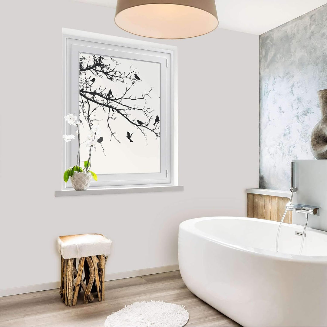 Fensterfolie Sonnenschutz I Hochwertige Folie für Fenster - selbsthaftend I Dekofolie für Bad, Küche