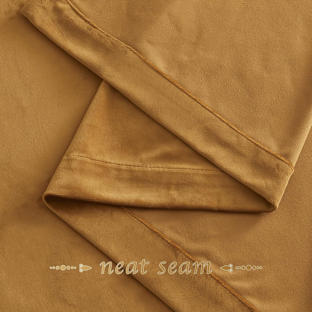 PONY DANCE Samtvorhang Kräuselband Gardinen Samt Gold Wohnzimmer Vorhänge (300g/m²) 2er Set H 240 x
