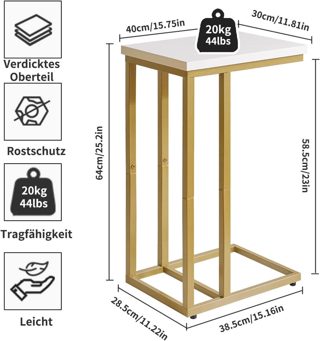 Aibiju 2er-Set Kleiner Beistelltisch für Laptop, Beistelltisch für Sofa, Couchtisch mit Metallrahmen