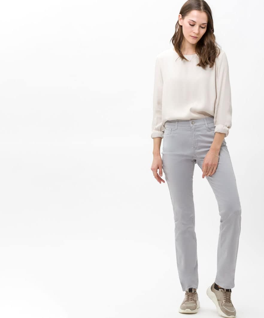 BRAX Damen Style Carola Five-Pocket Wertigem Baumwollsatin Hose 38W / 32L Grey Melange, 38W / 32L Gr
